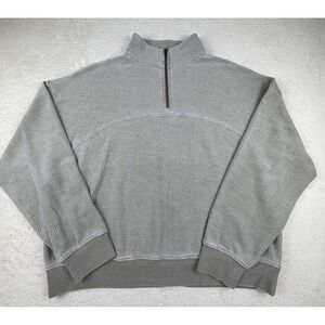 Thread + Supply Women's Olive Ribbed 1/4 Zip Sweater Sz M